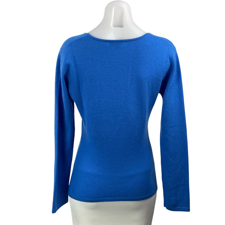 Altea Bonifacio 100% Cashmere Womens Blue Long Sleeves Knit V-neck Sweater Top L