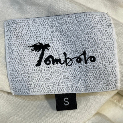 Tombolo Men's White Beige Embroidered Short Sleeve Button Down Shirt Top Size S