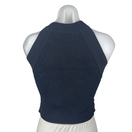 Aritzia Wilfred Black Rib Knit Sleeveless Halter Crop Sweater Tank Top Size XXS