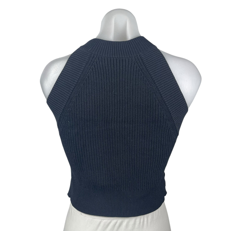 Aritzia Wilfred Black Rib Knit Sleeveless Halter Crop Sweater Tank Top Size XXS