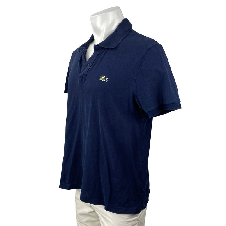 Lacoste Men's Navy Blue Logo Embroidered Collared Short Sleeve Polo Shirt Top XL