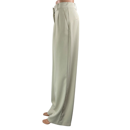 French Connection Women White Ivory Pleated High Rise Wide Leg Trousers Pants 28