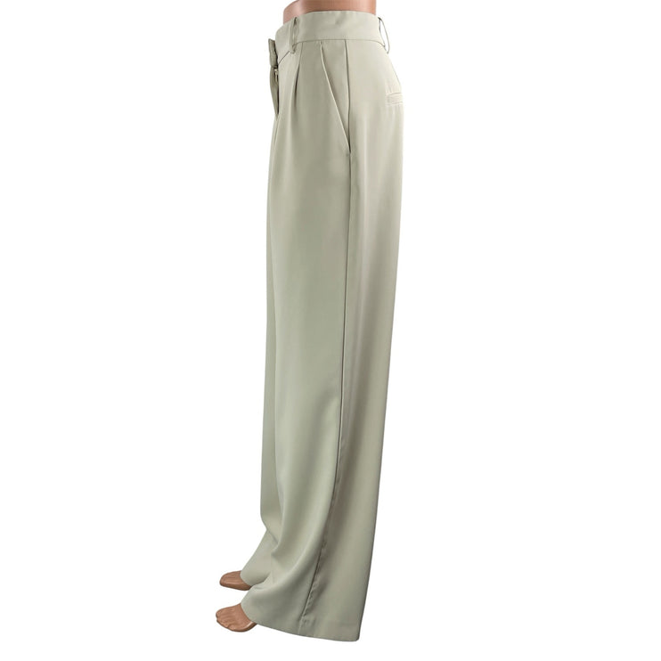 French Connection Women White Ivory Pleated High Rise Wide Leg Trousers Pants 28