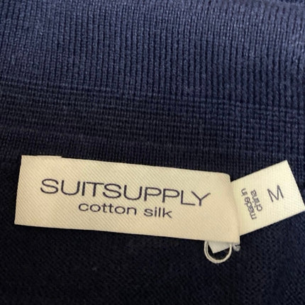 Suitsupply Men's Blue Short Sleeve Silk Golf Cotton Casual Polo Shirt Top Size M