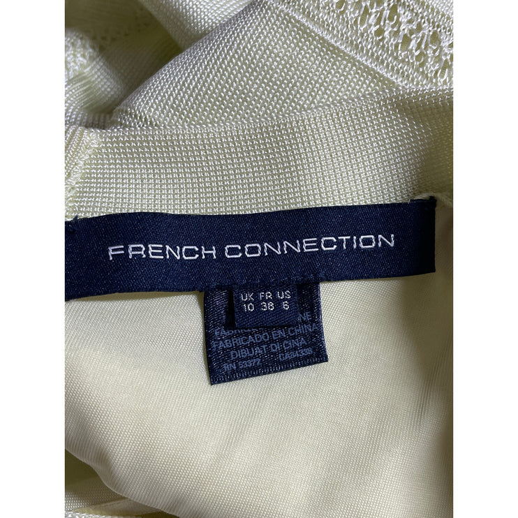 French Connection Yellow Green Short Sleeve Knit Bandage Sheath Mini Dress Sz 6