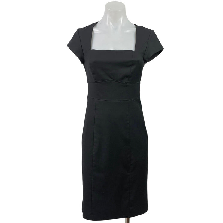 NEW Reiss Haisley Black Cap Short Sleeve Square Neck Mini Shift Bodycon Dress 4