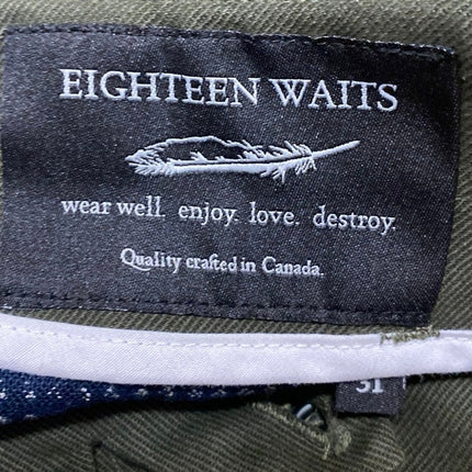 Eighteen Waits Women's Green Mid Rise Slim Straight Leg Trousers Pants Size 31