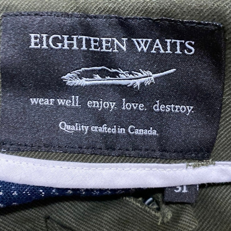 Eighteen Waits Women's Green Mid Rise Slim Straight Leg Trousers Pants Size 31