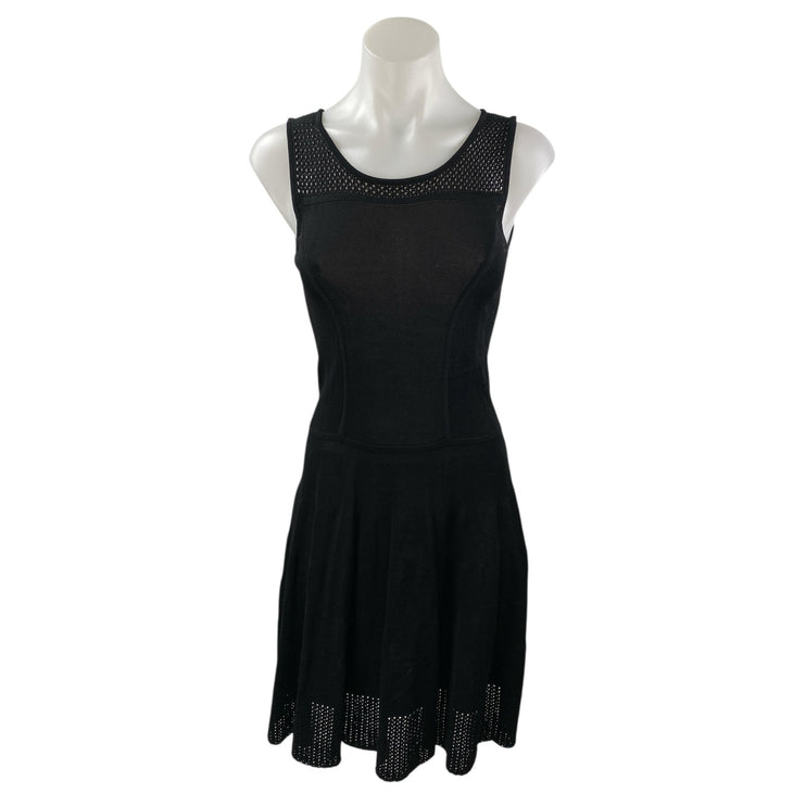 Cynthia Rowley Black Mesh Sleeveless Mini Fit & Flare Tank A-Line Dress Size XS