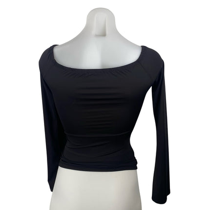 Princess Polly Women's Black Long Bell Sleeve Cutout Tie Knot Blouse Top Size 2