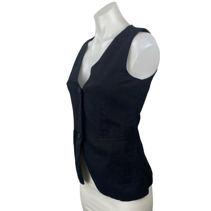 GAP Black Linen V Neck Sleeveless Tank Waistcoat Longline Suit Vest Top Size XXS