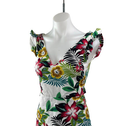 Zara Women's Multicolor Tropical Ruffle Flutter Sleeve Mini Jumpsuit Romper Sz S