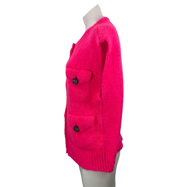 Essentiel Antwerp Pink Cap Sleeve Multi-Pocket Button Down Cardigan Sweater XS
