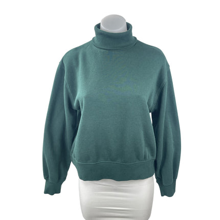 Zara Women's Green Long Sleeve Turtleneck Fleece Sweater Sweatshirt Top Size S