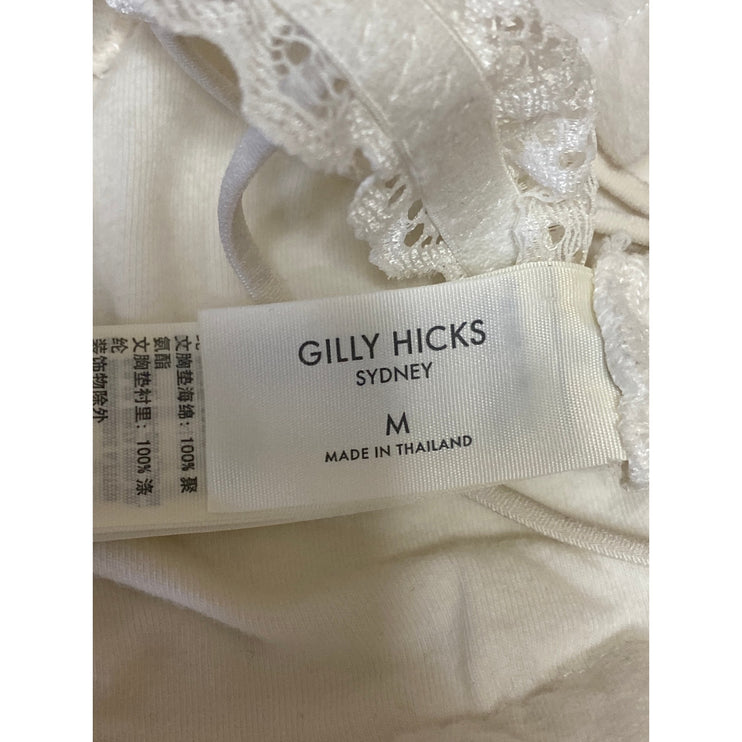 Gilly Hicks Women's White Lace Floral Sleeveless Halter Bralette Bra Top Size M