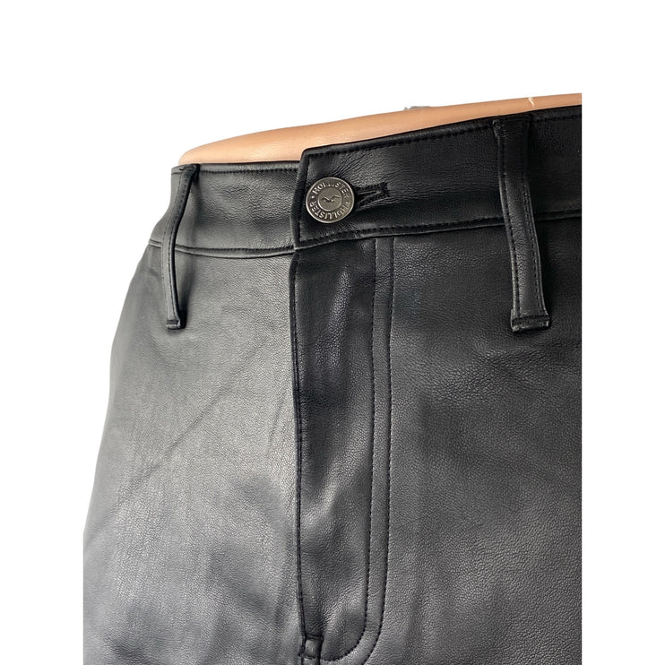 Hollister Women's Black Faux Vegan Leather Ultra High Rise Cuffed Mom Shorts XS