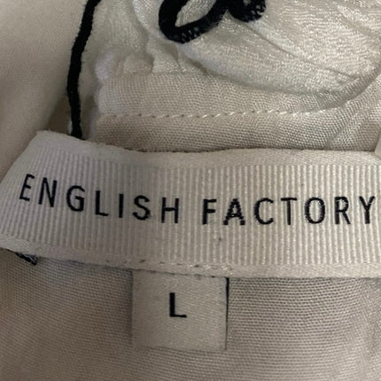 English Factory White Short Ruffle Flutter Sleeve Tiered Mini Babydoll Dress L