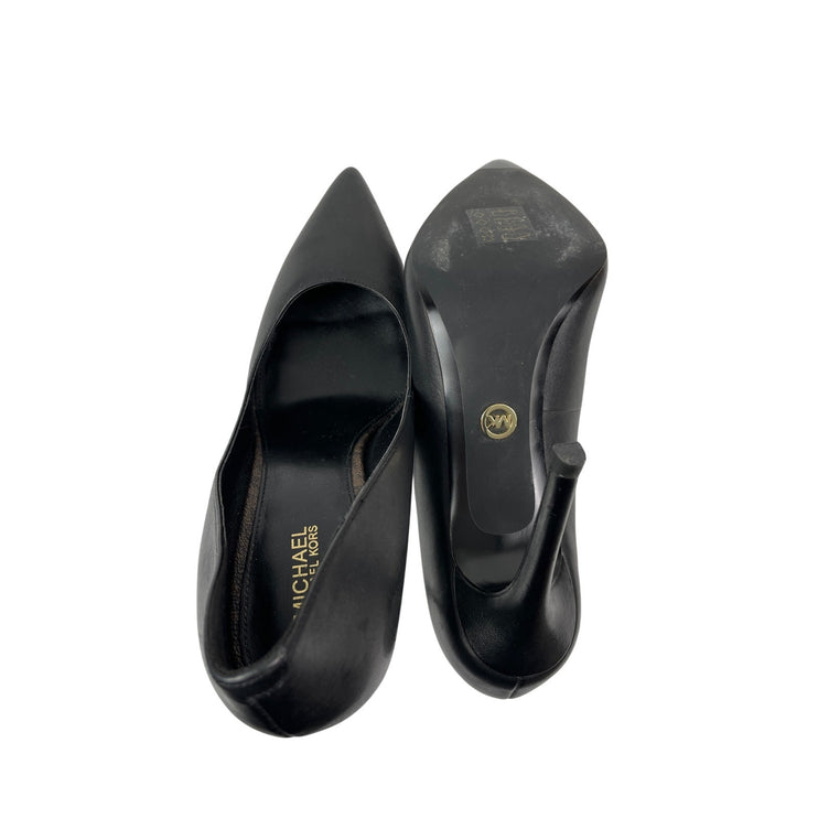 Michael Kors Alina Flex Women's Black Leather Pointed Toe Stiletto Heels Shoes 8
