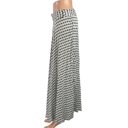 Zara Women's Black White Geometric High Waisted Full Swing Maxi Skirt Size L
