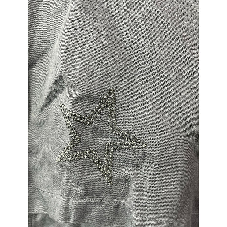 Rails Rowen Womens Gray Linen Long Sleeve Military Tie Hem Utility Jacket Sz XXL