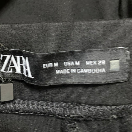 Zara Women's Black High Waisted Zip Pockets Stretch Skinny Trousers Pants Size M