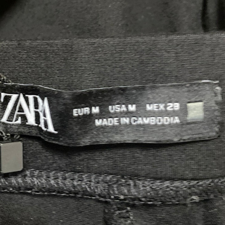 Zara Women's Black High Waisted Zip Pockets Stretch Skinny Trousers Pants Size M