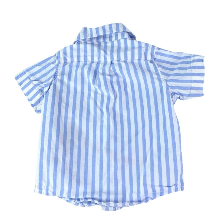 Janie & Jack Striped Cabana Baby Blue White Button Down Matching Set Size 6-12M