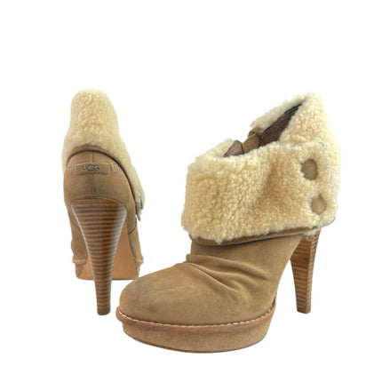 UGG Georgette Women's Brown Suede Leather Sherpa Shearling Fur Platform Boots 8