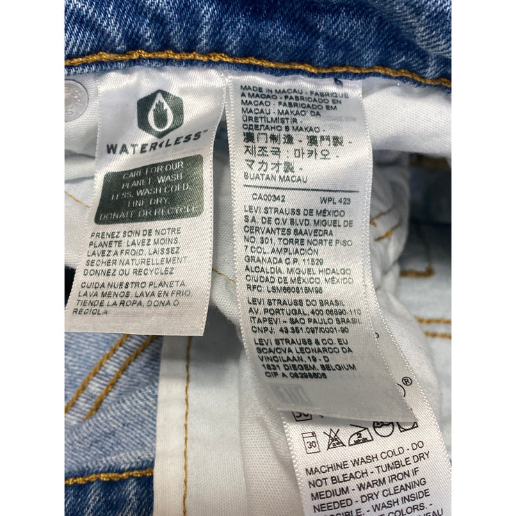 Levi's 501 Women's Blue Coloblock Patchwork Straight High Rise Denim Jeans Sz 28