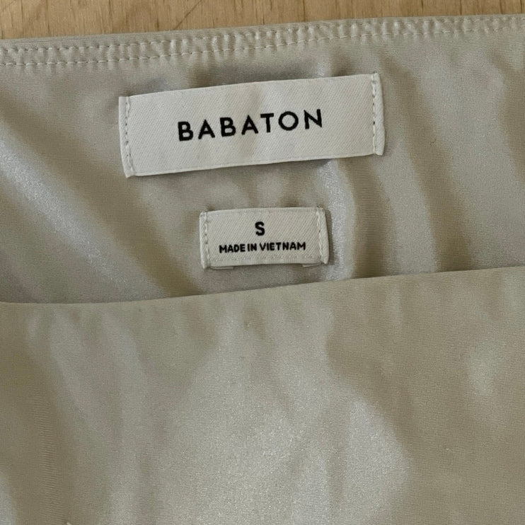 Aritzia Babaton Satinette Metallic Square Neck Sleeveless Tank Bodysuit Top Sz S