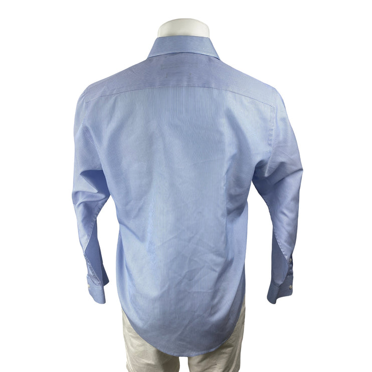 Metropolitan View Men's Blue Stripe Long Sleeve Slim Button Down Shirt Top Sz 32