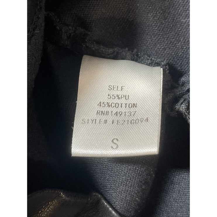 Hyfve Women's Black Faux Leather Vegan High Waist Ruched Pencil Mini Skirt Sz S