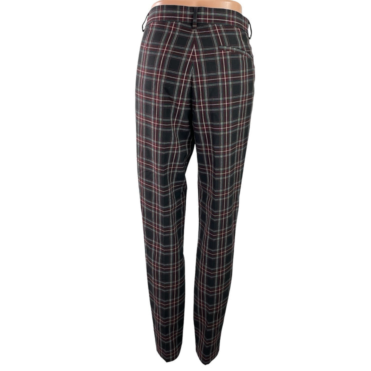 NEW Asos Women's Black Plaid Flannel Check Tapered High Rise Trousers Pants 34