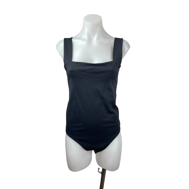 Abercrombie & Fitch Women's Black Square Neck Tank Thong Bodysuit Top Size M