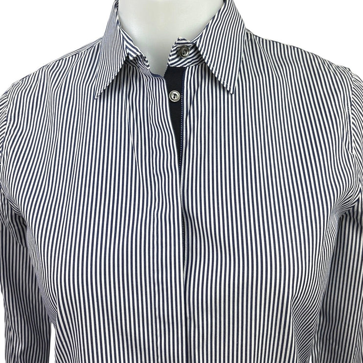 J.Crew Endless Blue Striped Button Down Long Sleeve Tunic Shirt Blouse Top Sz 0