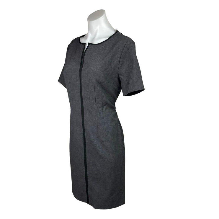 T Tahari NWT Gray Black Short Sleeve Notch Neck Career Mini Sheath Dress Size 8