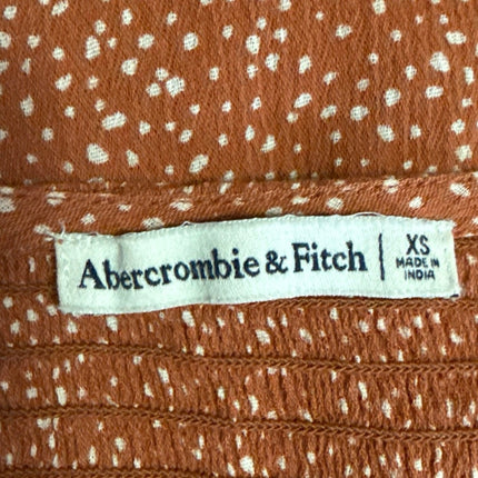 Abercrombie & Fitch Brown White Speckled Deep V Smocked Crop Blouse Top Sz XS