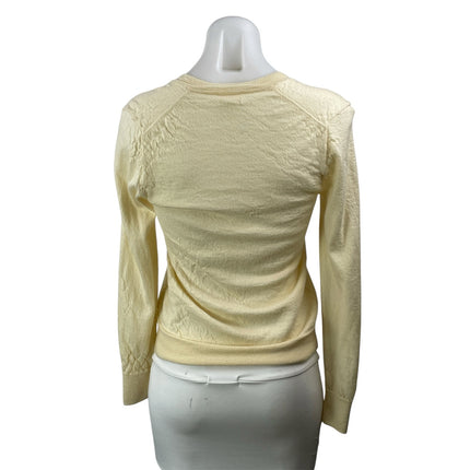 J.Crew Women Yellow Cashmere V Neck Long Sleeve Knit Pullover Sweater Top Size M