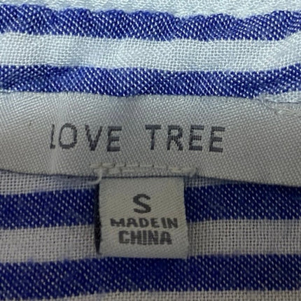 Love Tree Women's Blue White Striped Long Sleeve Button Up Shirt Top Size S