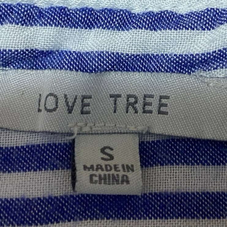 Love Tree Women's Blue White Striped Long Sleeve Button Up Shirt Top Size S
