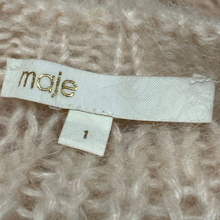 Maje Womens Cream Orange Open Knit Crochet Oversized Long Sleeve Sweater Top 1