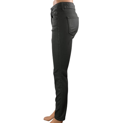 Massimo Dutti Women's Black Coated High Rise Slim Skinny Denim Jeans Size 4