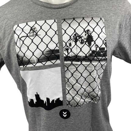 Hummel Men's Gray Crewneck Short Sleeve Casual Graphic Tee T shirt Top Size M