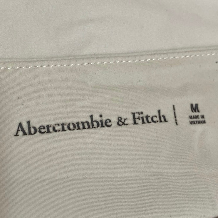 Abercrombie & Fitch Women's Gray White Crewneck Long Sleeve Tee T-shirt Top Sz M