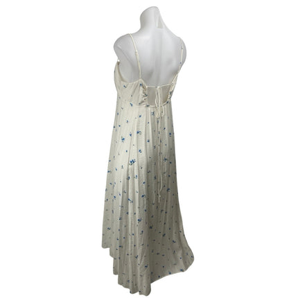 H&M White Blue Floral Sleeveless Cami Camisole A Line Tank Maxi Dress Size S