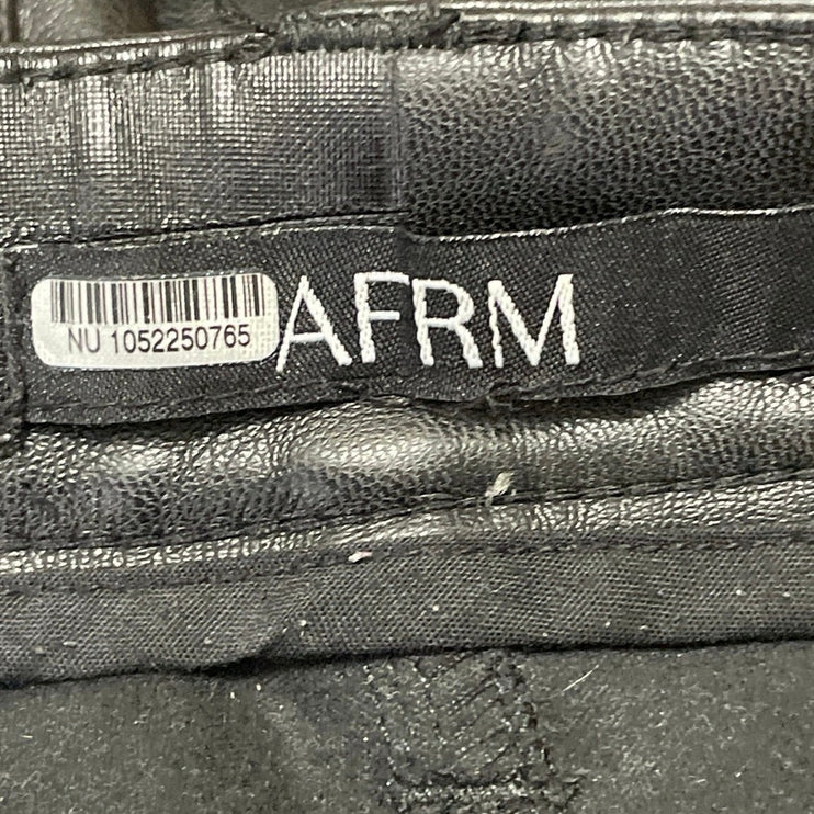 AFRM Heston Women's Black Faux Leather Vegan Straight Trousers Pants Size S