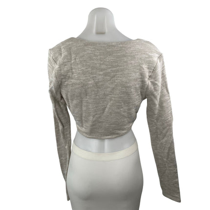 Lovers and Friends Women's Beige Twist Front Long Sleeve Blouse Crop Top Size S