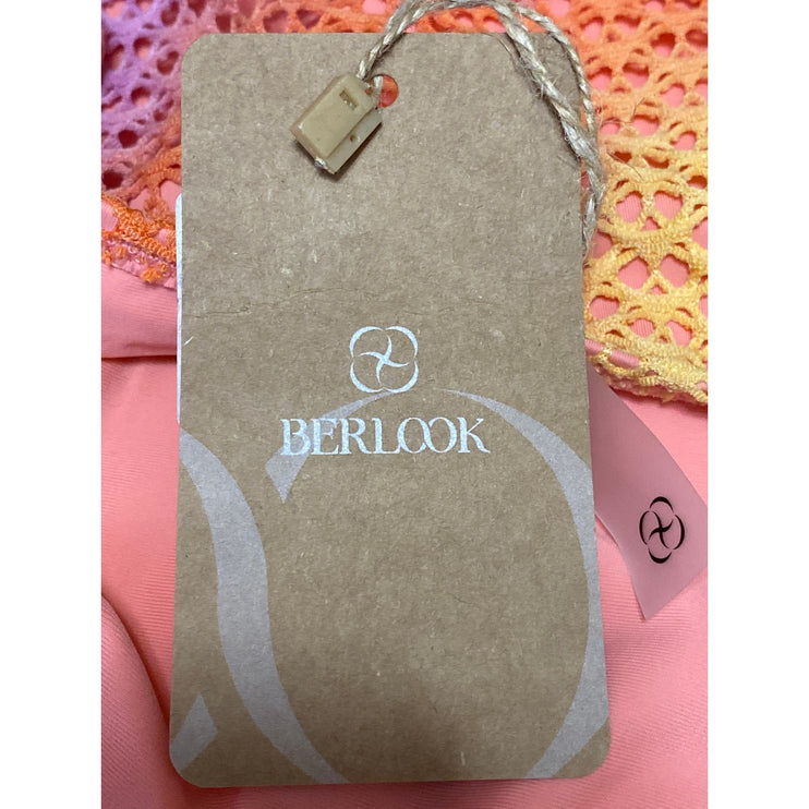 NEW Berlook Coral Halter Triangle Crochet Tie Two Piece Bikini Set Swimwear Sz S