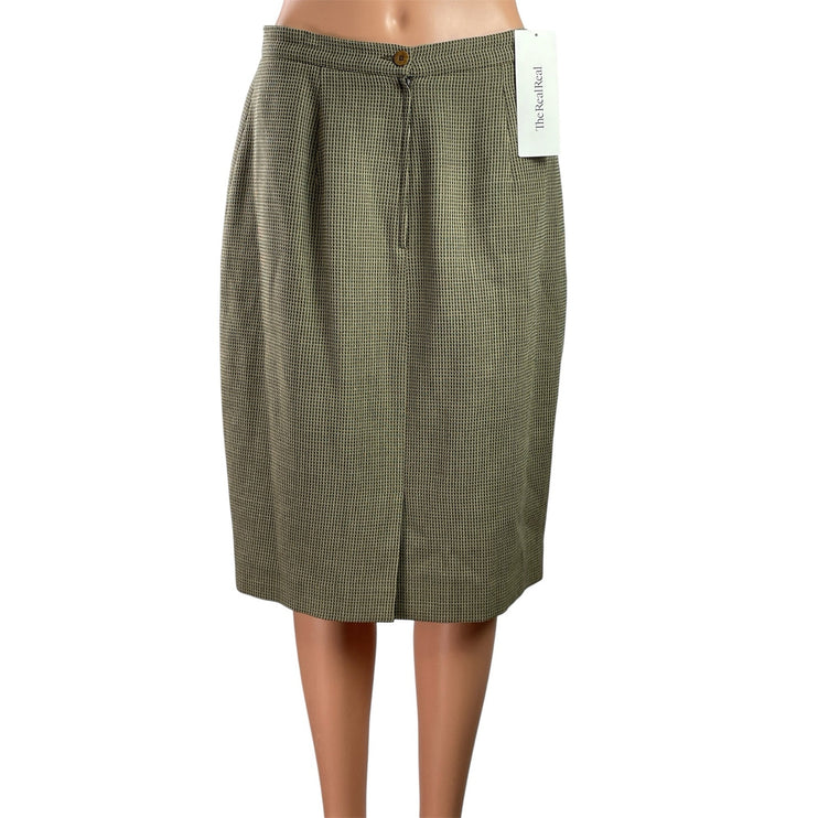 NEW Giorgio Armani Women's Gray Tweed Pleated Slit Pencil Midi Skirt Size 10