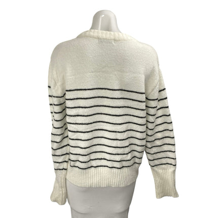 3.3 Field Trip Women's White Black Striped Knit Long Sleeve Sweater Top One Size